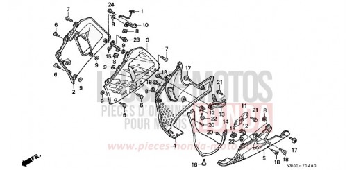 CAPOT INFERIEUR CBR900RRV de 1997